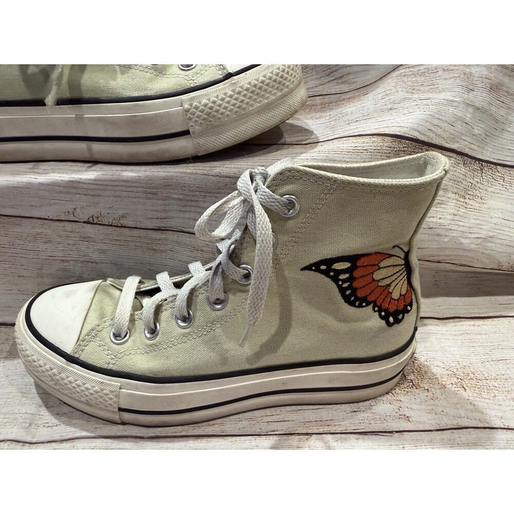 Converse Chuck Taylor All Star High Top Lift Platform Butterfly Sage Green 6 - Picture 2 of 8